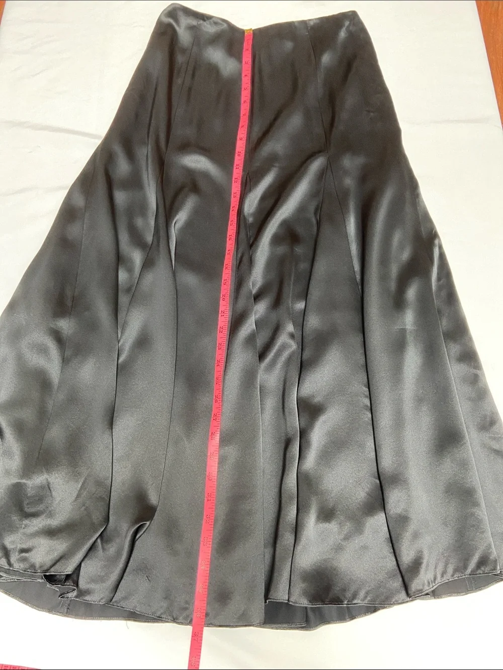 Vintage Lauren Ralph Lauren 100% Silk Black Maxi Godet Skirt Sz 4 - Picture 4 of 10